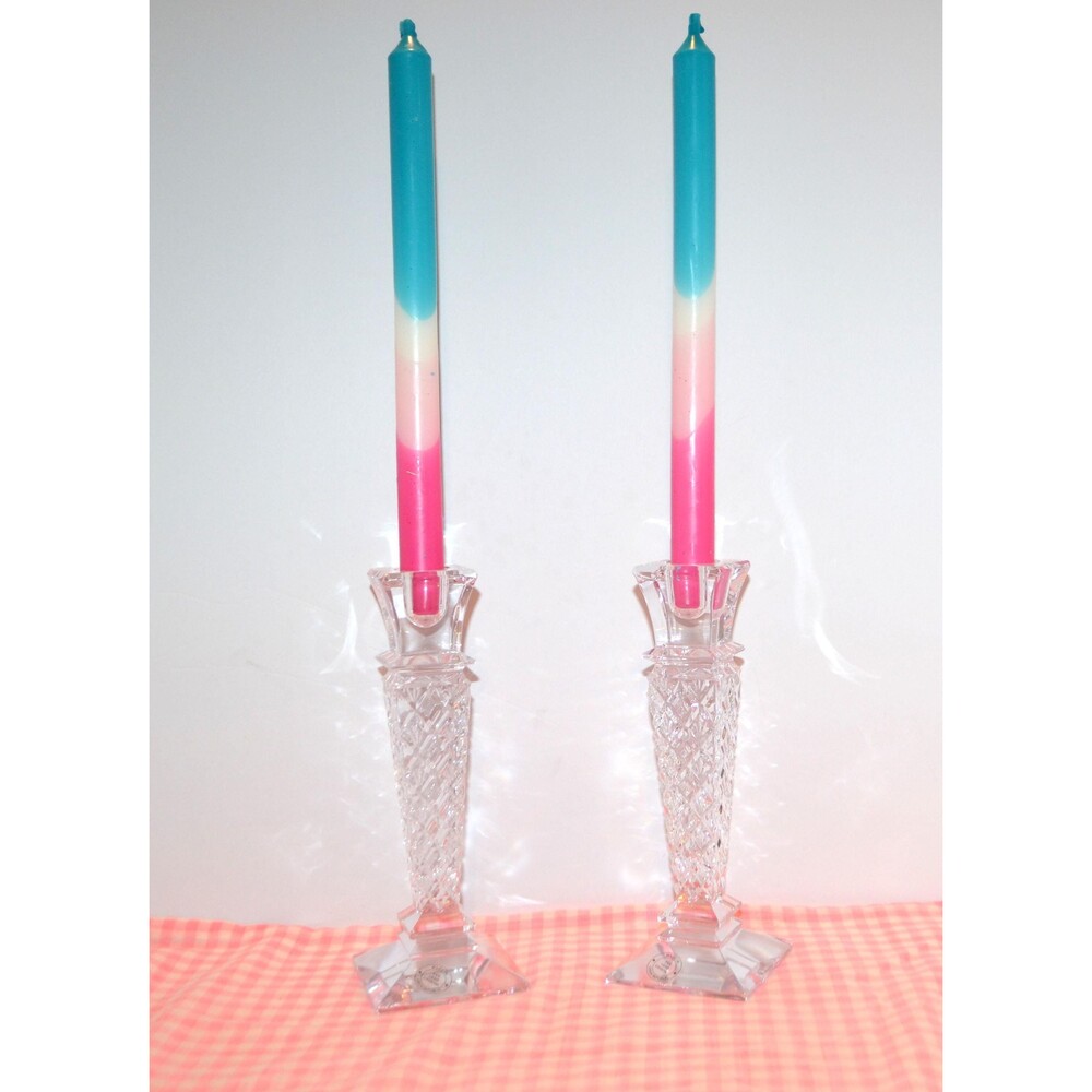 Vintage Candle Crystal Art Deco Stacked Base